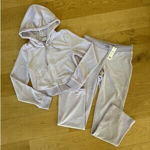 Juicy Couture - Velour & Rhinestone Hooded Top & Pants in Orchid Petal Purple